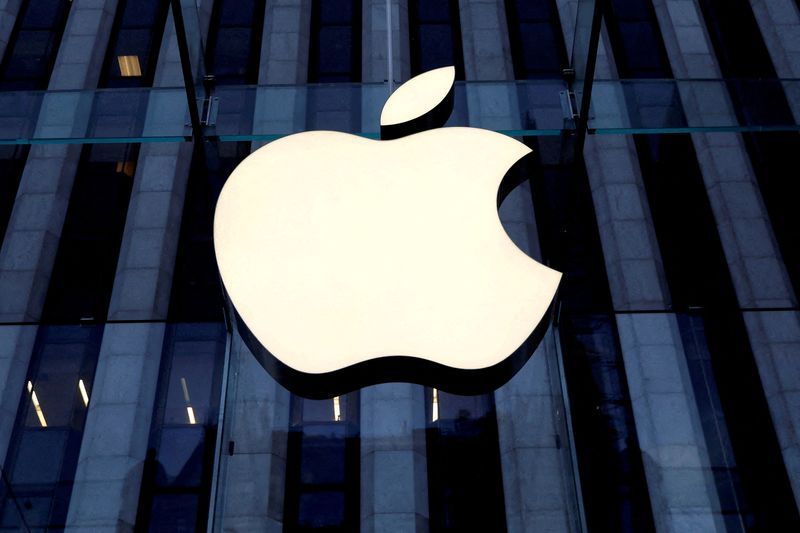 FILE PHOTO The Apple Inc. logo is seen hanging at the entrance to the Apple store on 5th Avenue in Manhattan New York U.S. October 16 2019. REUTERSMike Segar