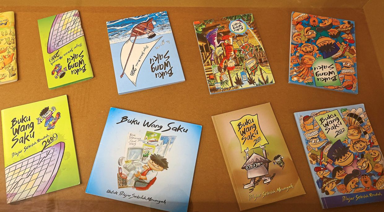 The ‘buku wang saku’ or pocket money books for school children featuring cartoons by Lat.