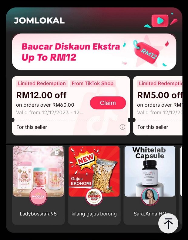 Explore the #JOMLokal marketplace page showcasing local sellers and deals up for grabs.