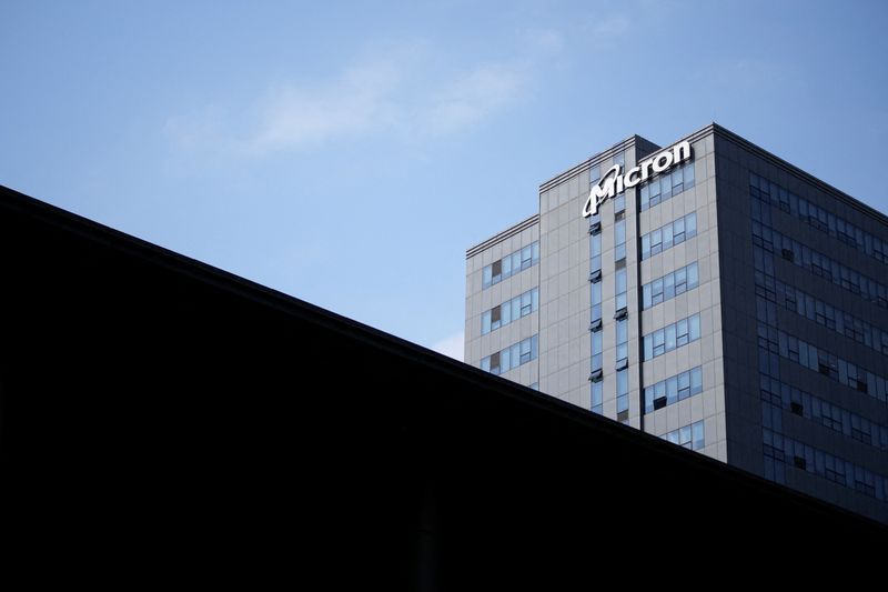FILE PHOTO The company logo is seen on the Micron Technology Inc. offices in Shanghai China May 25 2023. REUTERSAly SongFile Photo