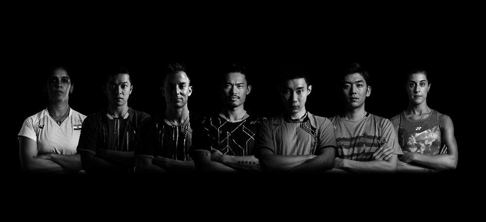 All-inclusive hall of fame: (from left): India’s Saina Nehwal, Indonesia’s Taufik Hidayat, Denmark’s Peter Gade, China’s Lin Dan, Malaysia’s Datuk Lee Chong Wei, South Korea’s Lee Yong-dae and Spain’s Carolina Marin.