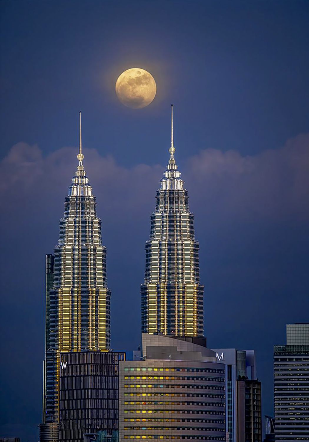 Between the two towers... it's a rare occasion to capture the moon between the towers. However, such photographs are possible with the help of the moon tracking app, which indicates its rising path.- Pic by Eddie Chua