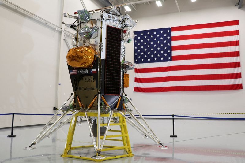 FILE PHOTO The Nova-C lunar lander designed by aerospace company Intuitive Machines is displayed at the companys headquarters in Houston Texas U.S. October 3 2023. REUTERSEvan GarciaFile Photo