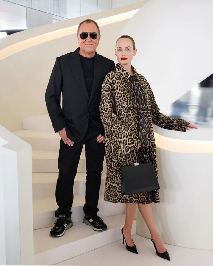 Michael Kors with model and actress Amber Valletta wearing a leopard print coat designed by him that exudes glamour and elegance. Photo: Instagram/Michael Kors
