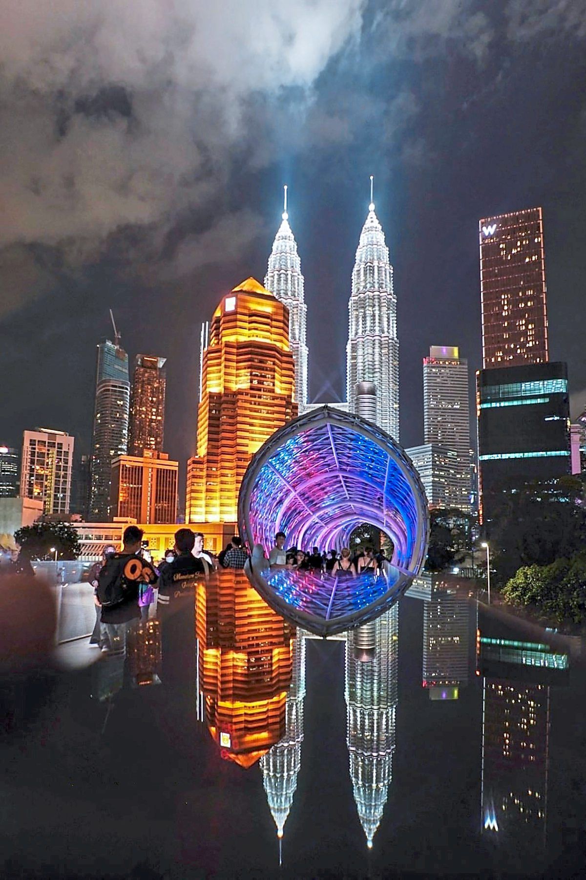 The Saloma Bridge in Kuala Lumpur is a popular spot for capturing elements of symmetry in photography.