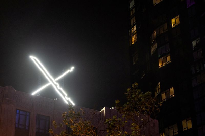 X logo is seen on the top of the headquarters of the messaging platform X formerly known as Twitter in downtown San Francisco California U.S. July 30 2023. REUTERSCarlos BarriaFile Photo