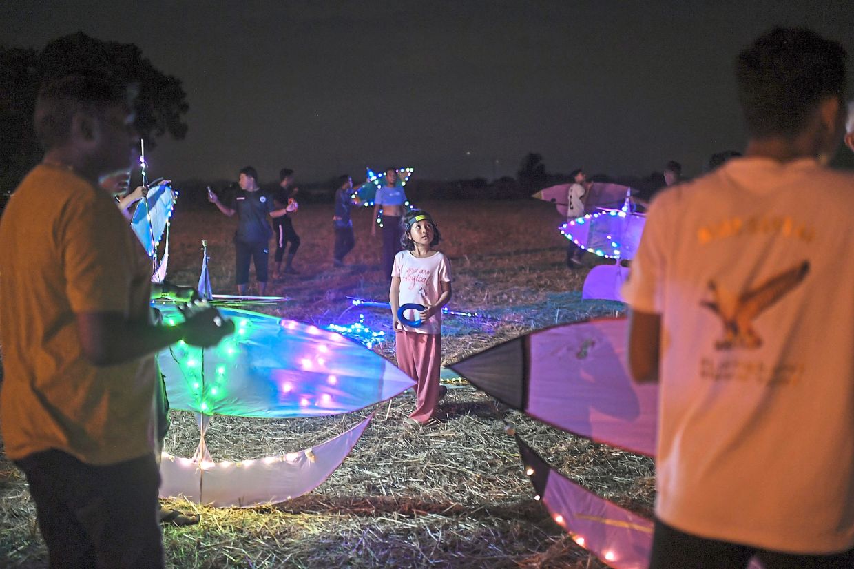 LED-lit kites have been creating a lively ambience nightly in Kampung Panchor in Pendang, Kedah.