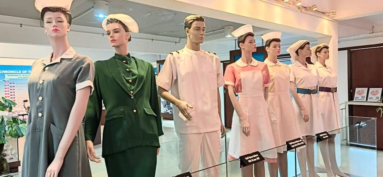 Nurses’ attire from the early years of the Lau King Howe Hospital.