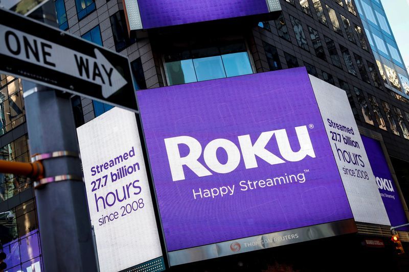 FILE PHOTO A video sign displays the logo for Roku Inc a Fox-backed video streaming firm in Times Square after the companys IPO at the Nasdaq Market in New York U.S. September 28 2017. REUTERSBrendan McDermidFile Photo 