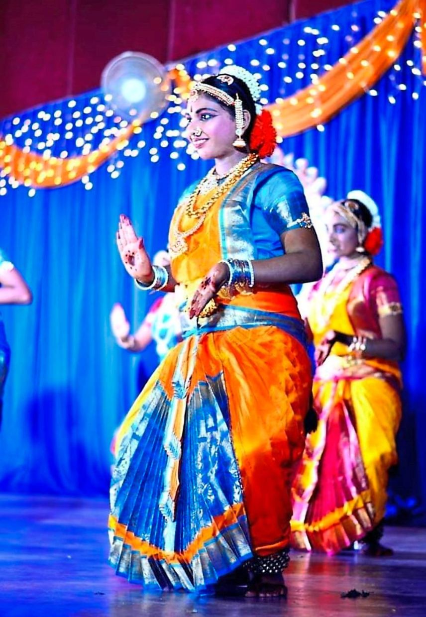 Jayshree performing the Bharatanatyam during an event.