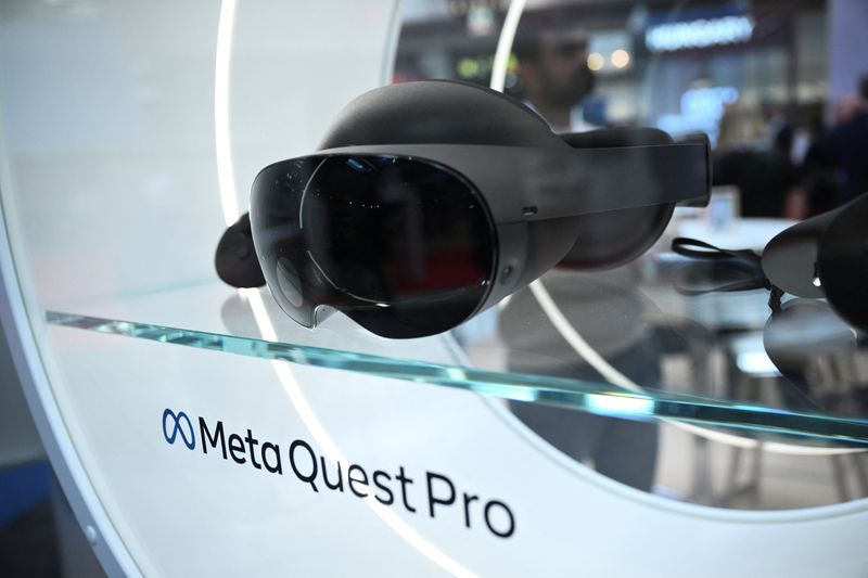 Meta Quest Pro goggles are displayed during a trade fair in Hannover Messe in Hanover Germany April 22 2024.  REUTERSAnnegret Hilse