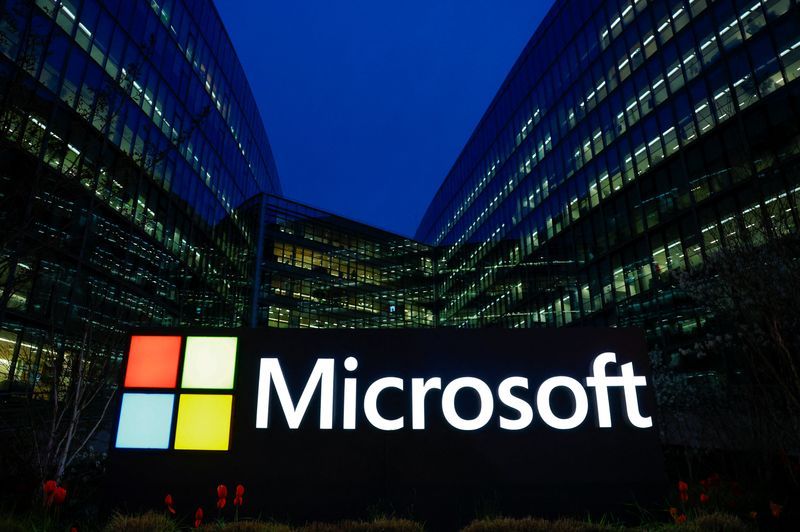 A view shows a Microsoft logo at Microsoft offices in Issy-les-Moulineaux near Paris France March 25 2024. REUTERSGonzalo FuentesFiles