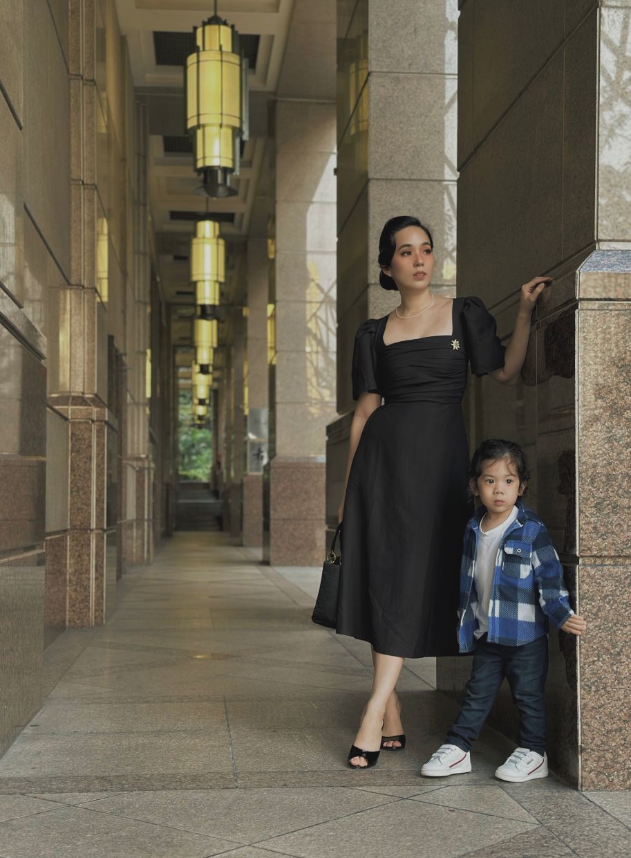 (left) Chiang and her son Tyrese. photo: Shaun Andrew Goonting