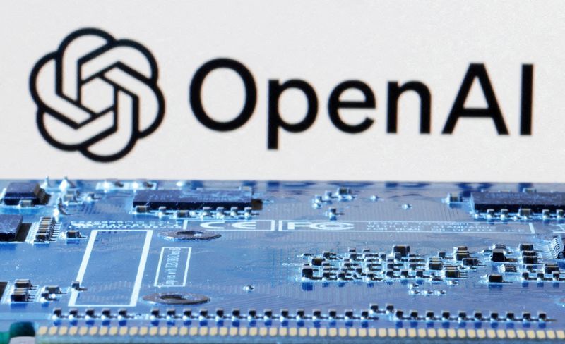FILE PHOTO OpenAI logo is seen near computer motherboard in this illustration taken January 8 2024. REUTERSDado RuvicIllustration