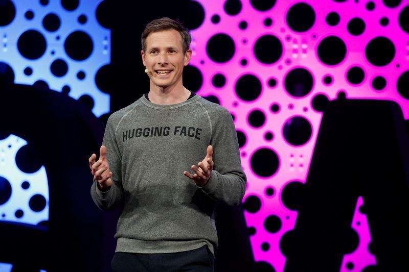FILE PHOTO Thomas Wolf co-founder of Hugging Face speaks during the Amazon Web Services AWS Summit in Paris France April 3 2024. REUTERSBenoit TessierFile Photo