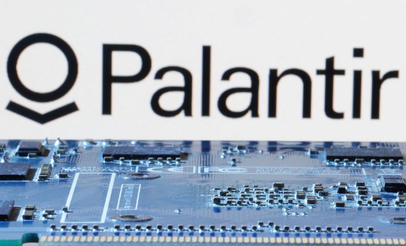 Palantir logo is seen near computer motherboard in this illustration taken January 8 2024. REUTERSDado RuvicIllustrationFile Photo