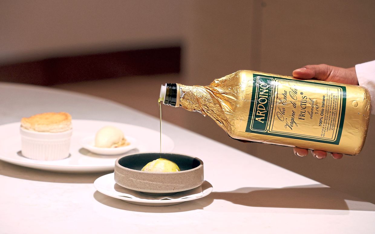 For a Sage dessert, there is Signature Souffle and Vanilla Ice Cream with Ardoino Olive Oil.