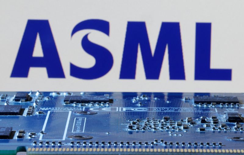 ASML logo is seen near computer motherboard in this illustration taken January 8 2024. REUTERSDado RuvicIllustrationFile Photo
