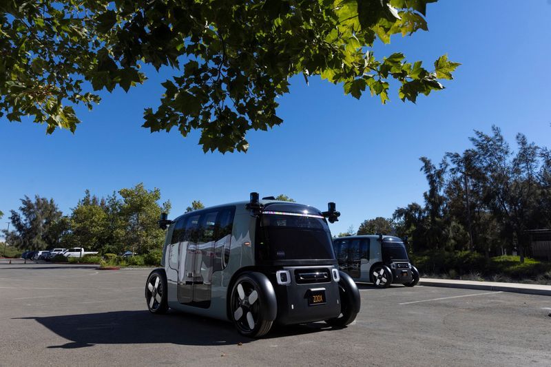FILE PHOTO Zoox a self-driving vehicle owned by Amazon is seen at the companys factory in Fremont California U.S. July 19 2022.  REUTERSCarlos BarriaFile Photo