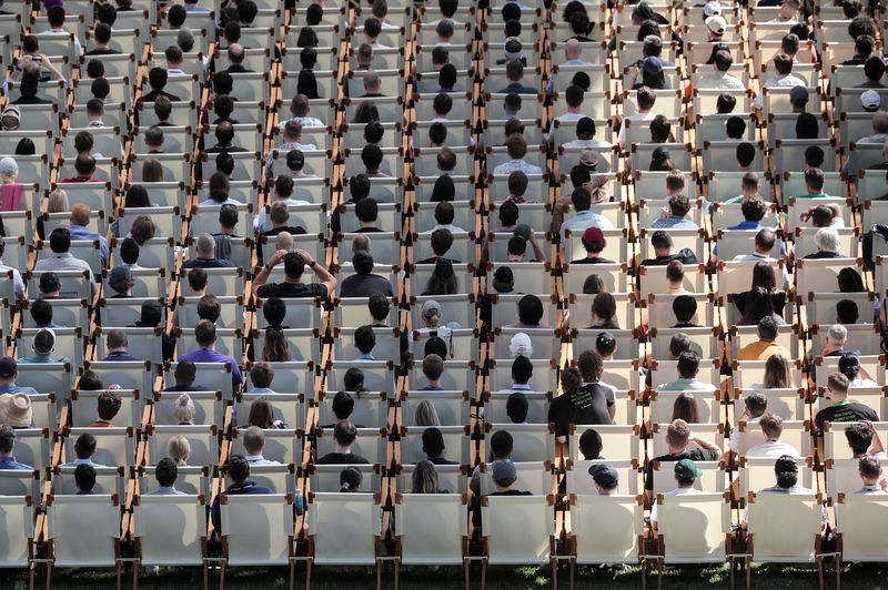 People attend the annual developer conference event at Apples headquarters in Cupertino California U.S. June 10 2024. REUTERSCarlos Barria