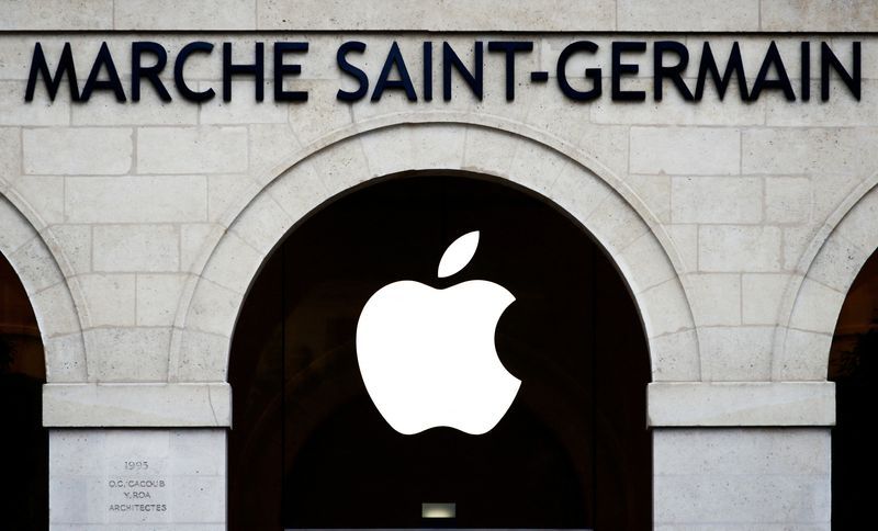 FILE PHOTO Apple logo is seen on the Apple store at The Marche Saint Germain in Paris France July 15 2020.  REUTERSGonzalo FuentesFile Photo