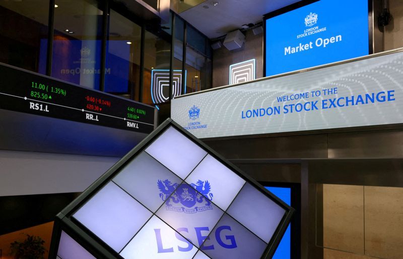 FILE PHOTO LSEG signage is seen on screens in the lobby of the London Stock Exchange in London Britain May 14 2024. REUTERSHannah McKayFile Photo