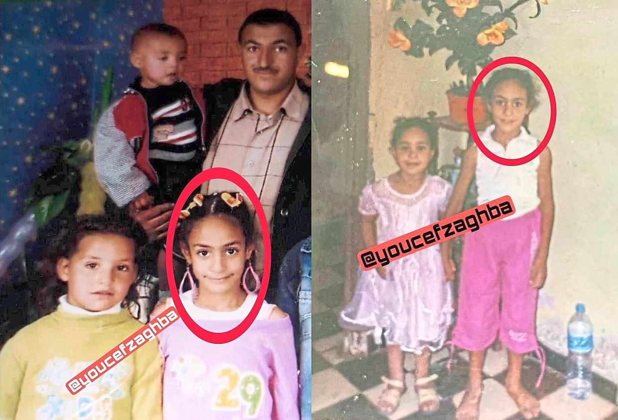 Photos of Imane (circled) with family members as a child. — YOUCEF ZAGHBA/Facebook