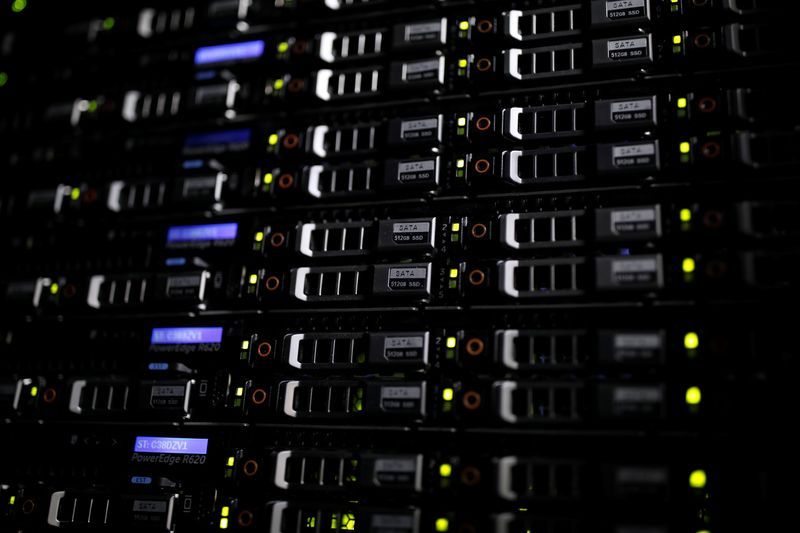 FILE PHOTO Lights illuminate rack servers inside the data center of Equinix in Pantin outside Paris France December 7 2016. REUTERSBenoit TessierFile Photo