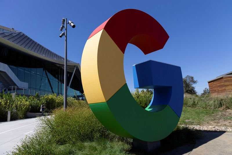 The logo of Google is seen outside Google Bay View facilities during the Made by Google event in Mountain View California U.S. August 13 2024. REUTERSManuel OrbegozoFile Photo