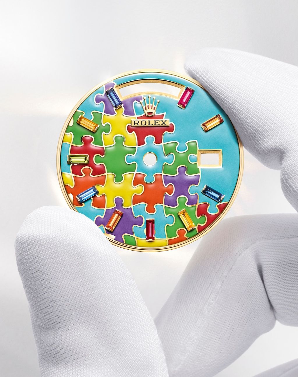 Dial with motif made using the champleve method of grand feu enamelling (Day-Date 36).