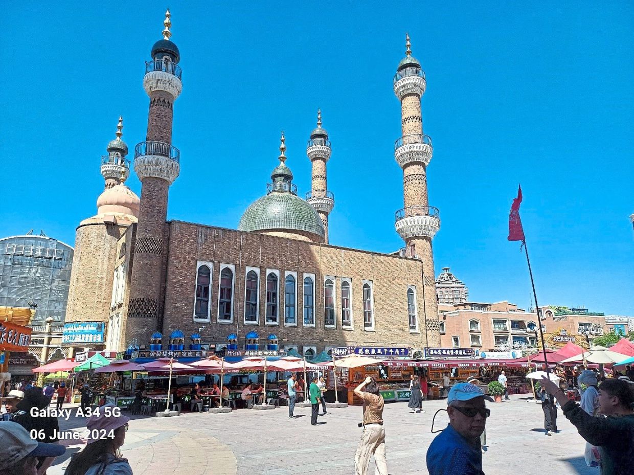 Xinjiang International Bazaar with its beautiful architecture.