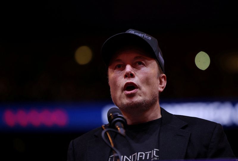 Tesla CEO and X owner Elon Musk speaks during a rally for Republican presidential nominee and former U.S. President Donald Trump at Madison Square Garden in New York U.S. October 27 2024. REUTERSCarlos BarriaFile Photo