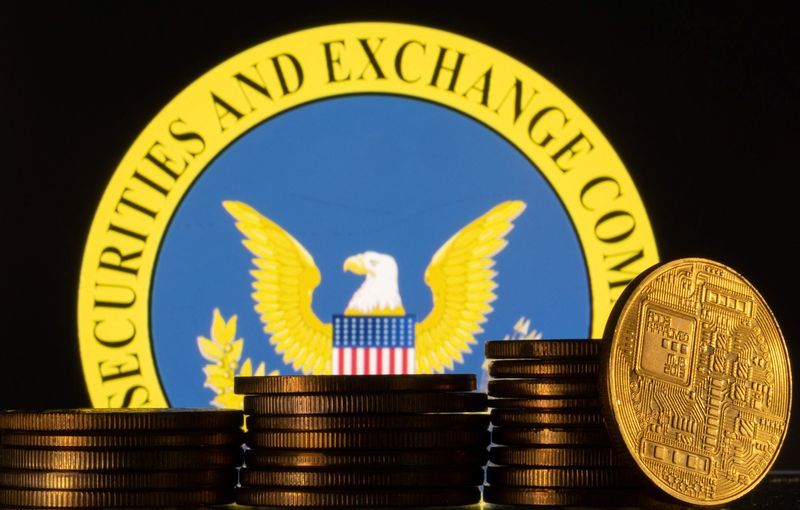 FILE PHOTO U.S. Securities and Exchange Commission logo and representations of cryptocurrency are seen in this illustration taken June 6 2023. REUTERSDado RuvicIllustrationFile photo