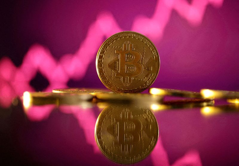 FILE PHOTO Representation of the bitcoin cryptocurrency and a price chart are seen in this illustration taken October 24 2023. REUTERSDado RuvicIllustrationFile Photo