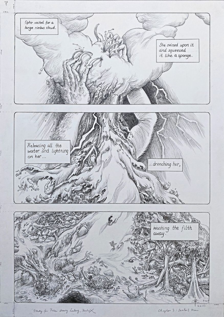 A work titled 'Study For Puteri Gunung Ledang, Redux – Ophir’s Anger' (graphite on paper, 2023). Photo: Chang Yoong Chia 