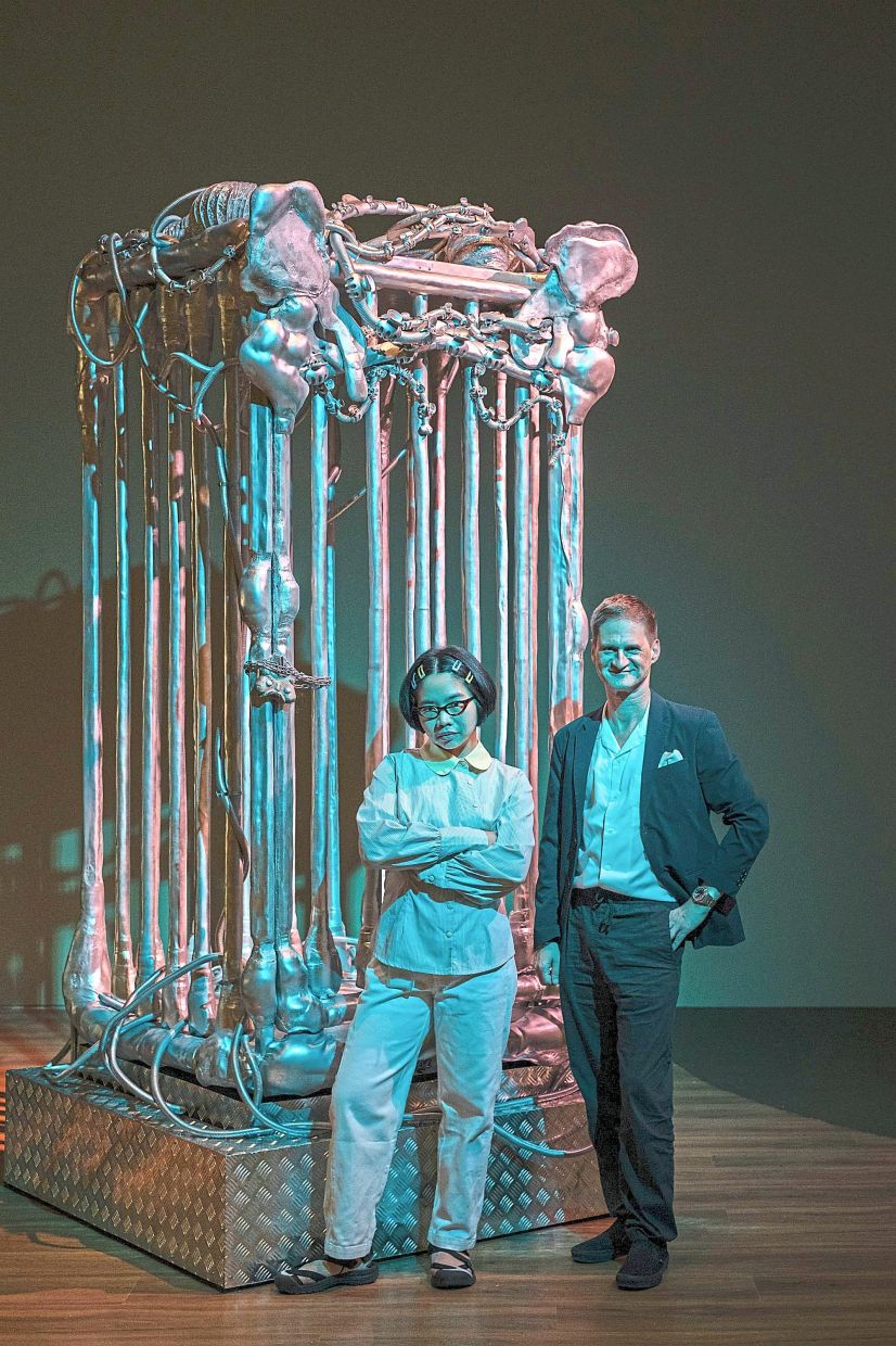 Tontey and Pernet with one of the exhibits at the show.