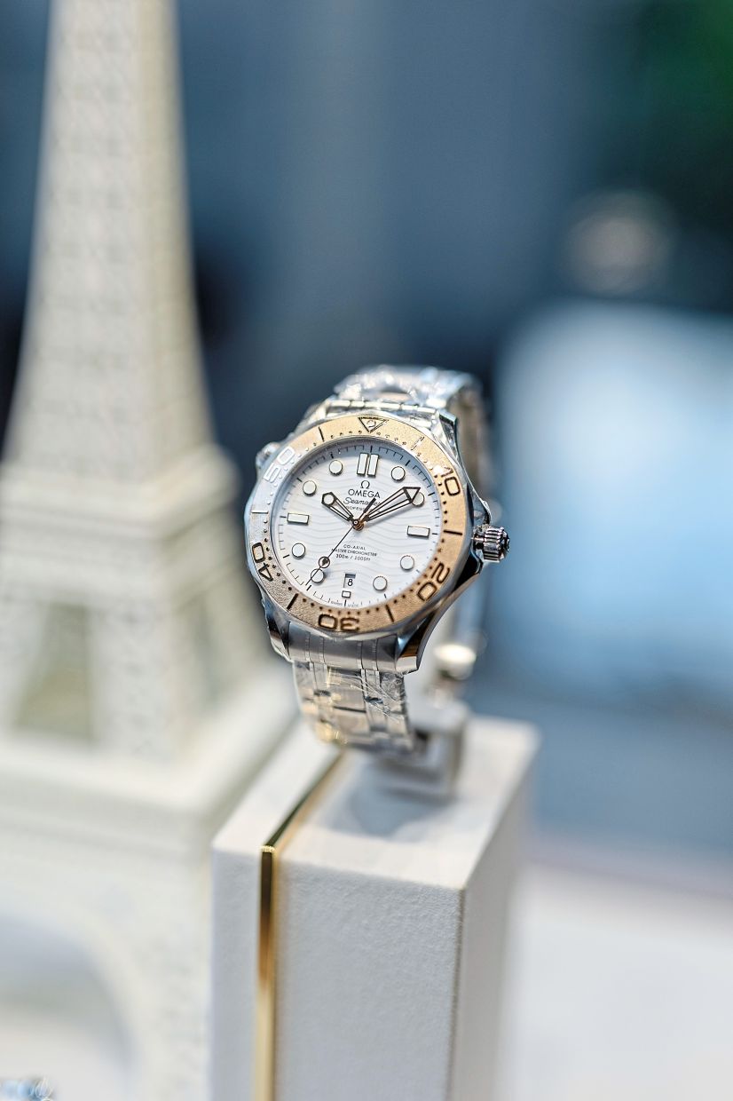 Omega Seamaster Diver 300M Paris 2024 on display at the dinner to celebrate Malaysian athletes.