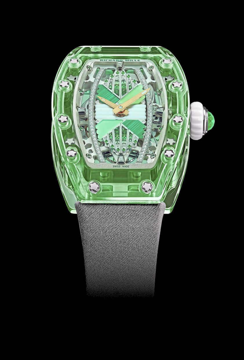 Green sapphire is centre stage in this RM 07-02 Automatic Sapphire.