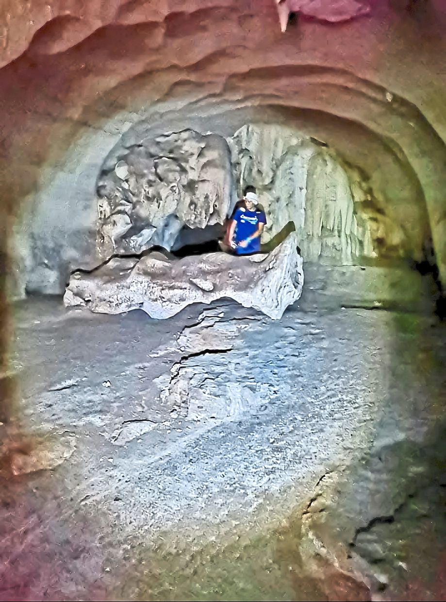 The flat rock in the centre may have been a makeshift table for human cave inhabitants during the Mesolithic Period, about 12,000 years ago.