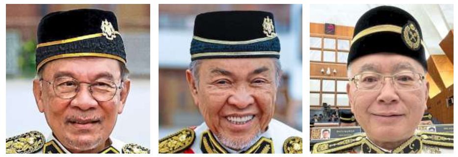 For the people: (From left) Anwar, Ahmad Zahid and Dr Wee reaffirmed their commitment to focusing on the areas highlighted by the King.