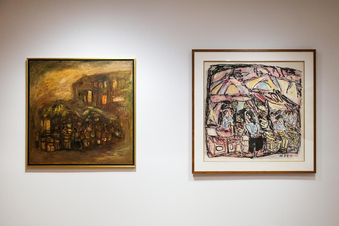 The Becoming Lim Tze Peng exhibition, which opened on Oct 25, 2024, and runs till March 23, opens with familiar scenes from Lim’s oeuvre, such as Singapore street hawker scenes. - ST