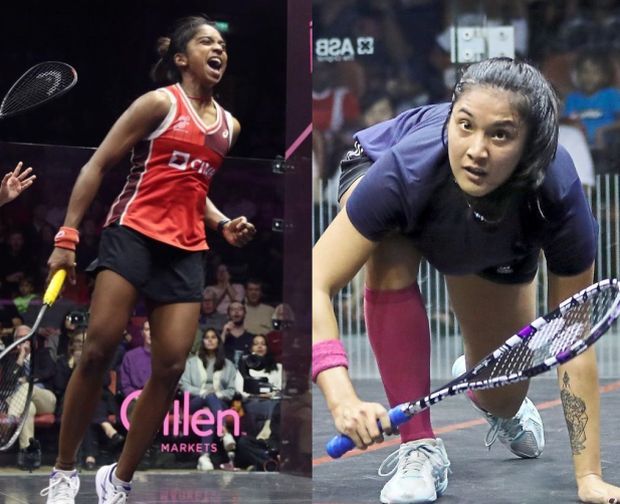 In and out: It’s a high for national squash player S. Sivasangari after reaching the semi-finals but a low for Rachel Arnold (right) who lost in the quarter-finals.
