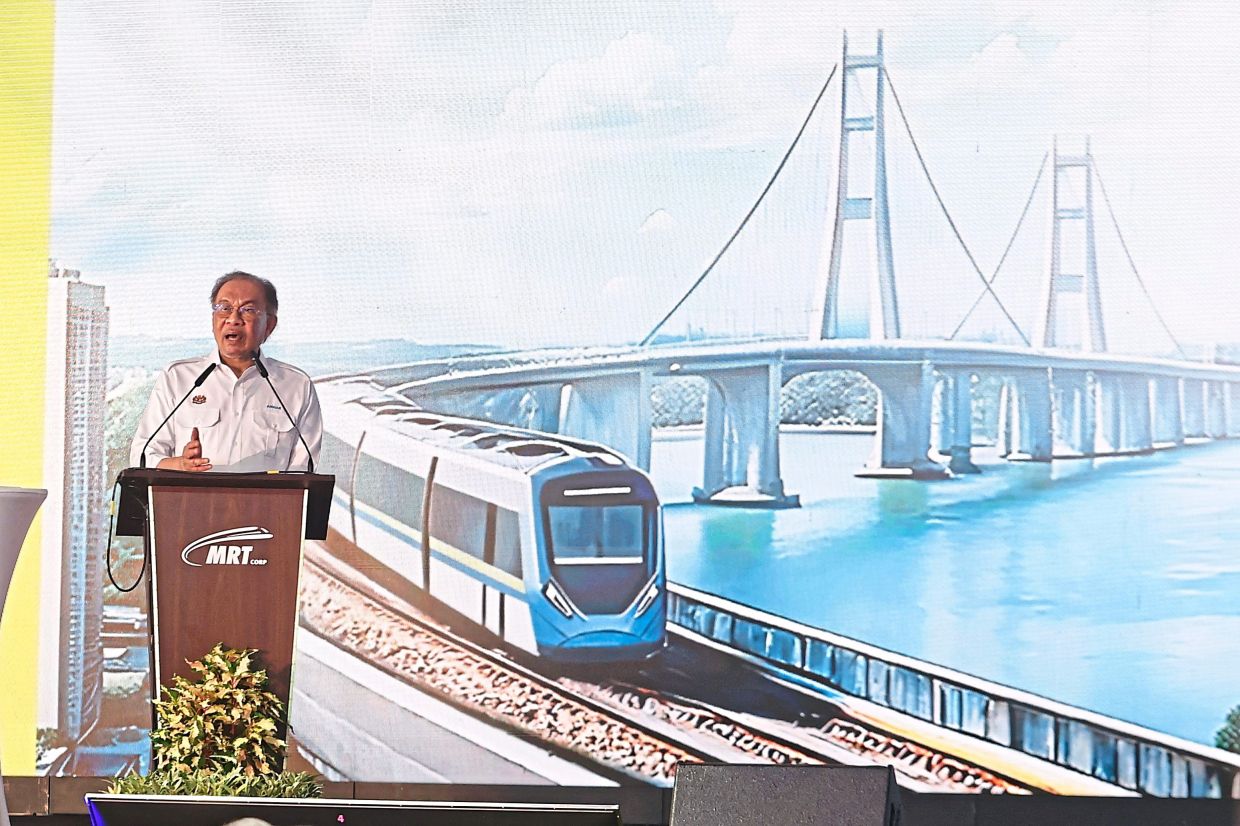 Prime Minister Datuk Seri Anwar Ibrahim at the Mutiara Line LRT project groundbreaking ceremony in Bandar Sri Pinang. — Filepic