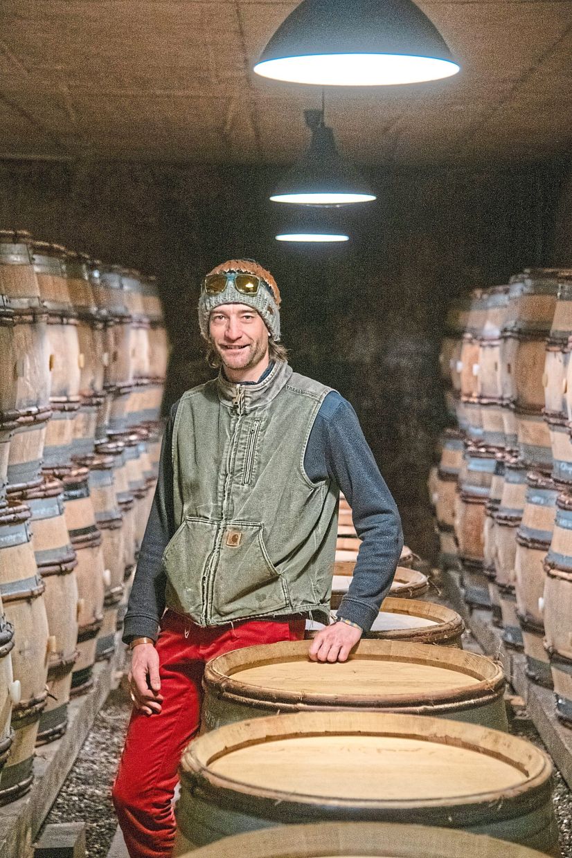 Vocoret, an organic farmer who makes Chablis, had to resort to conventional methods to save his crop when confronted with catastrophic levels of mildew in 2024, in his cellars in Chablis, France. — 2025 The New York Times Company