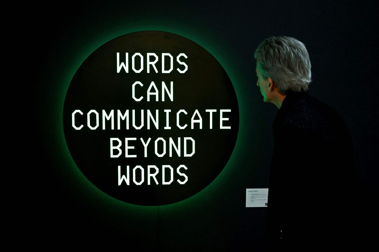 Sasha Stiles artwork titled 'Words Can Communicate Beyond Words', which is part of the 'Augmented Intelligence' auction at Christie's in New York. Photo: AFP 