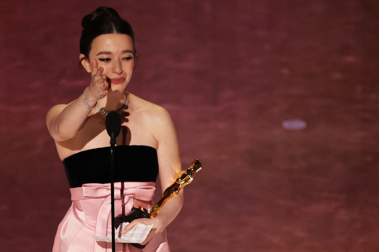 Mikey Madison wins the Oscar for Best Actress for 'Anora' during the Oscars show at the 97th Academy Awards in Hollywood, Los Angeles, California, US, March 2, 2025. Photo: Reuters