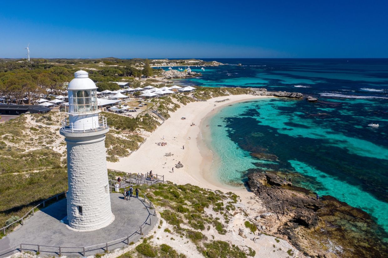 Rottnest Island, a marine paradise off the coast of Fremantle, is home to 63 stunning beaches and 20 picturesque bays.