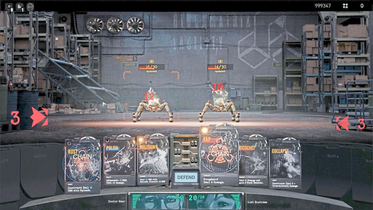 You have to arrange your cards either to your left or to your right in anticipation of enemy attacks, using some as shields while using others to dish out damage.