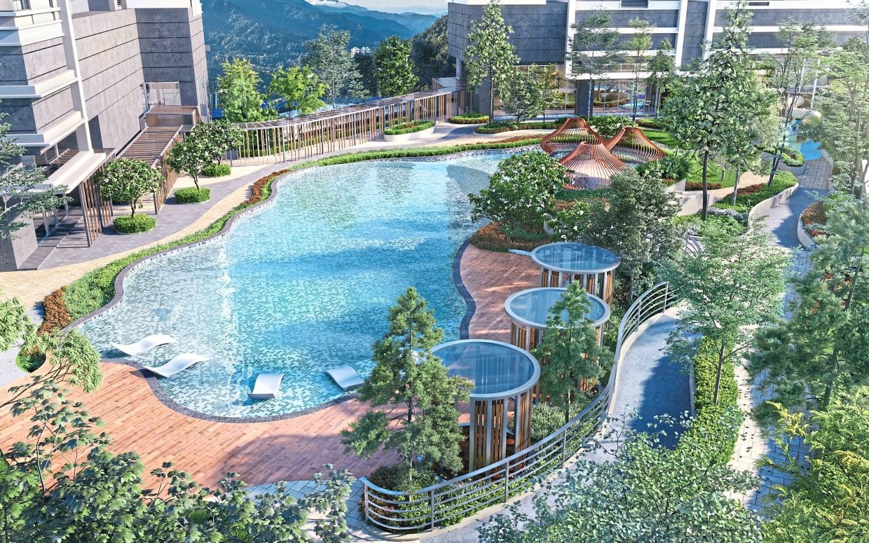 The podium will be surrounded by lush surroundings.