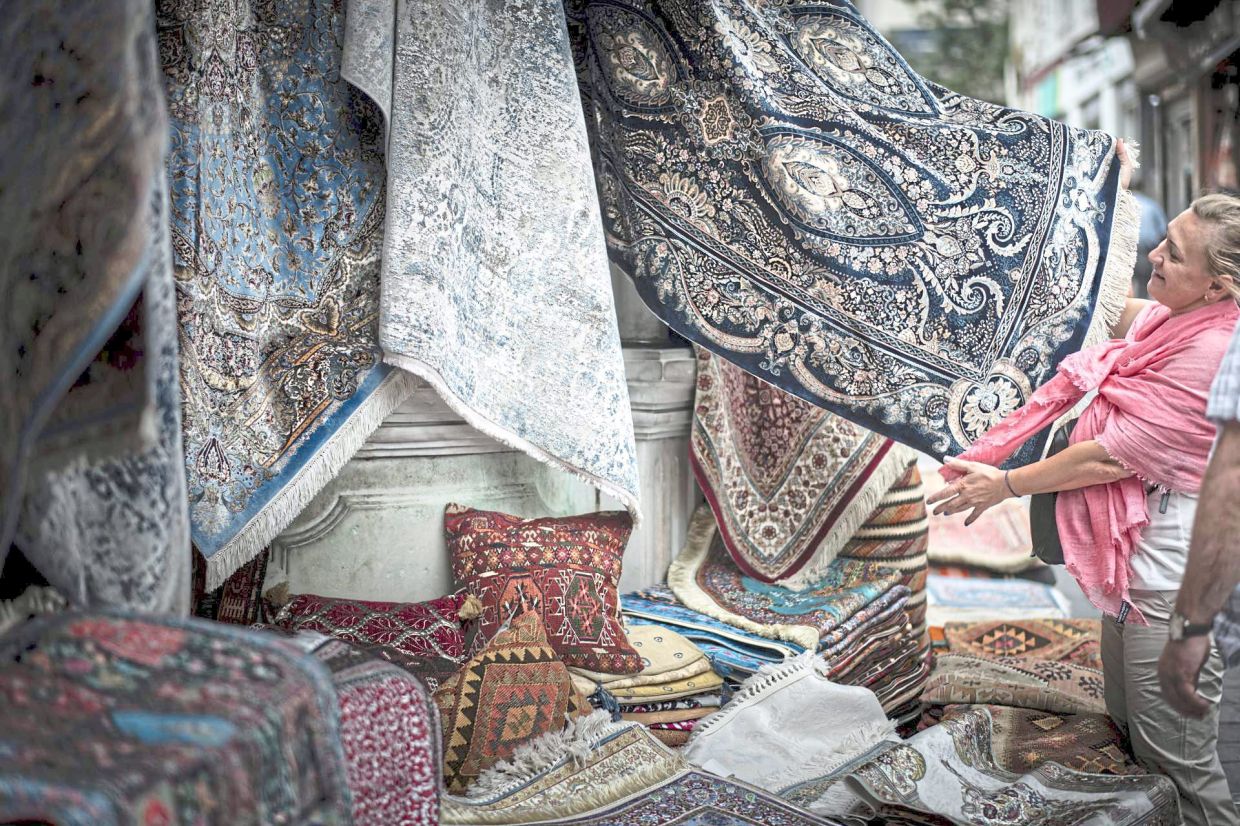 Carpets and rugs sold at the Grand Bazaar.
